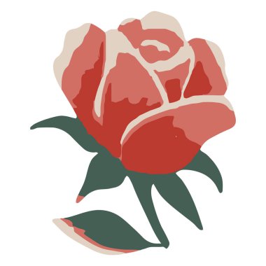 Kırmızı bir gülün vektör rengi çizimi