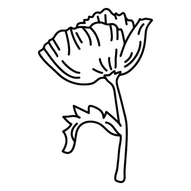 vektör, beyaz arkaplandaki karikatür çiçeğinin çizimi