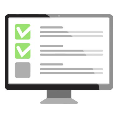 dizüstü bilgisayar ve kontrol listesi vektörü.