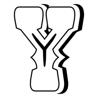 Modern y harfinin vektör illüstrasyonu