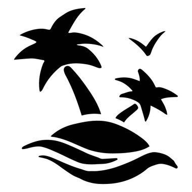 Palmiye ağaçları ve tropikal adanın vektör çizimi