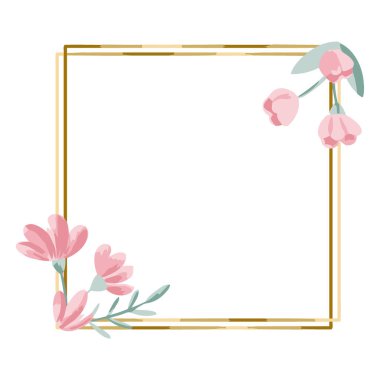 Yapraklı ve çiçekli çiçek çerçevesi