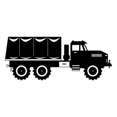 Kamyon ikonu, vektör çizimi. beyaz arkaplanda siyah işareti