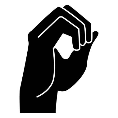 Siyah bir simgeyi tutan el.