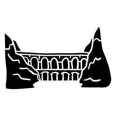 Şelale ve şelale ikonunun vektör çizimi. Stok için şelale ve şelale vektör simgesi seti.