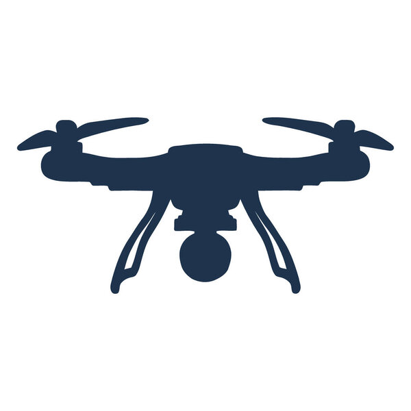 значок дрона. векторный стиль плоский знаковый символ с закругленными углами, гладкий синий цвет, белый фон.