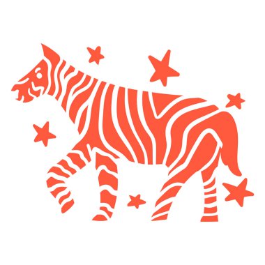 Vektör çizimi. Yıldızlı ve yıldızlı kaplan silueti.