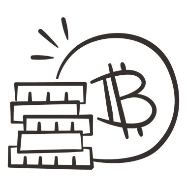 Bitcoin madencilik ikonu ana hat vektörü. Kripto para madenciliği. bilgisayar dijital