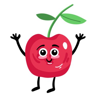 Mutlu gülümseyen kiraz karakteri