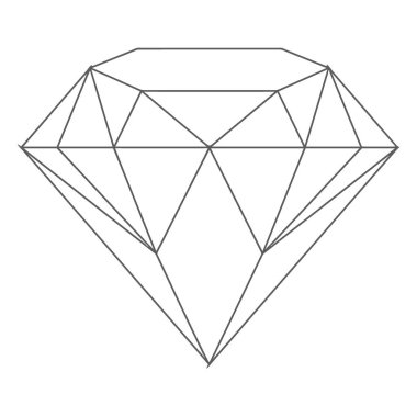Beyaz arka planda izole edilmiş ana hatlı elmas simgesi. Elmas sembolü illüstrasyonu.