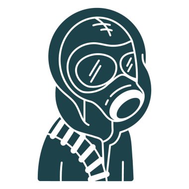 Gaz maskesi simgesi, siyah tek renkli stil