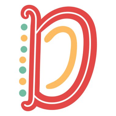 Birinci harf. El çizimi alfabe. vektör illüstrasyonu