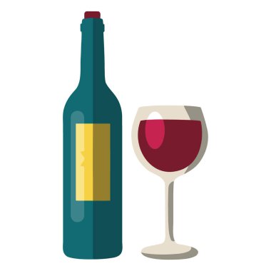 şarap kadehi ve şişe vektör tasarımı