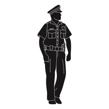 Şapkalı polis memuru. vektör illüstrasyonu