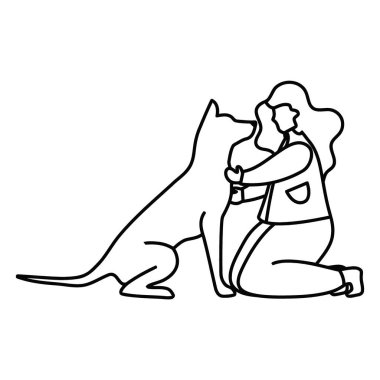 Köpek karikatür tasarımı ile kız