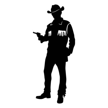 Şapkalı ve silahlı bir kovboy. vektör illüstrasyonu