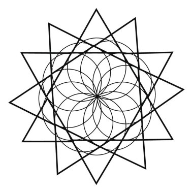 Renklendirme sayfası için siyah ve beyaz vektör mandala