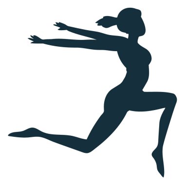 Havada zıplayan siluet kadın, vektör