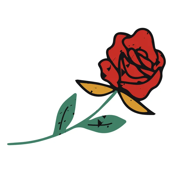 Beyaz arkaplanda yaprakları olan kırmızı gül