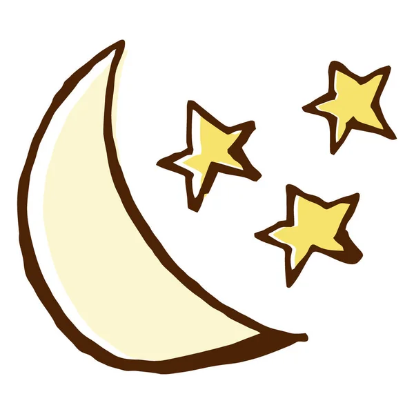 Hilal ay ve vektör ile gece yıldızları