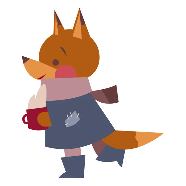 düz renk tarzı çizgi film kurt