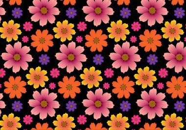 seamless flower pattern on black background wallpaper print design 