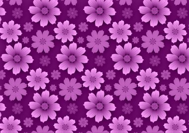 Purple seamless pattern with flowers wallpaper background illustration.