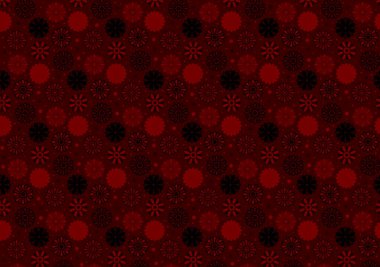 Dekoratif elementlerle süslenmiş soyut kırmızı, pürüzsüz desen