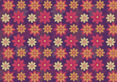 Renkli çiçek desenli illüstrasyon arkaplan çiçekleri katmanlı duvar kağıdı tasarımı