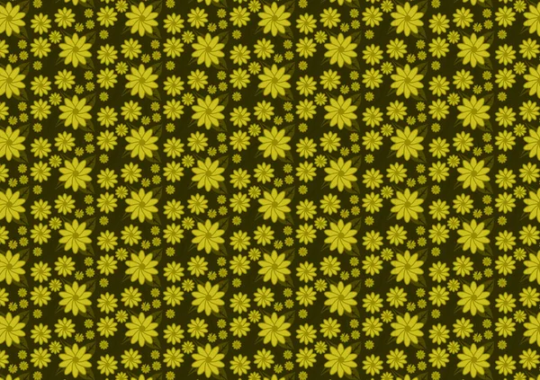 Soyut çiçeklerin yeşil, pürüzsüz desenli çizimi