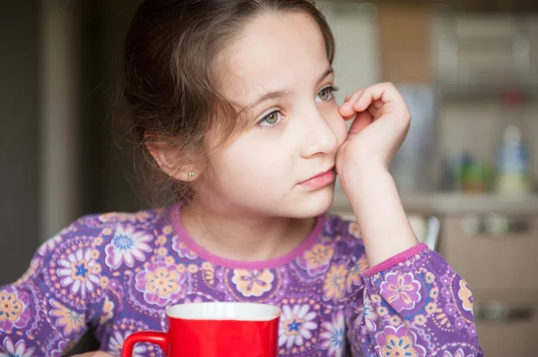 Kız, mutfak, Kahvaltı, bekle, Aile, düşünmek, rüya, Kupası, çay, sabah