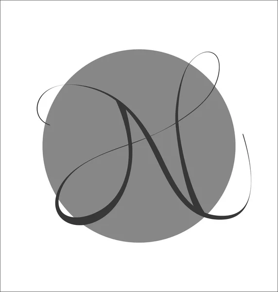 Logo n, signo caligráfico — Vector de stock