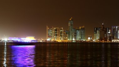 Doha, Qatar. Night skyline. clipart