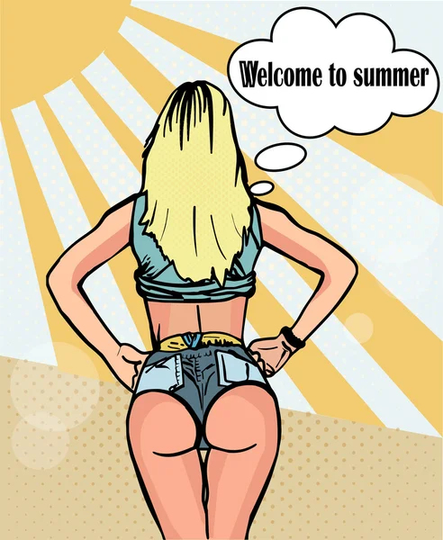 sarışın kız vektör çizim pop sanat tarzı.