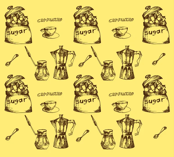 Kahve Saati desen, tasarımınız için sorunsuz arka plan. Kahve Saati satırı simgesi, renkli arka plan üzerinde ince dağılımı.