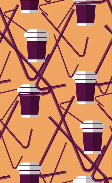 içki ile Seamless Modeli plastik tübüllerin. Vektör çizim düz tasarım tarzında