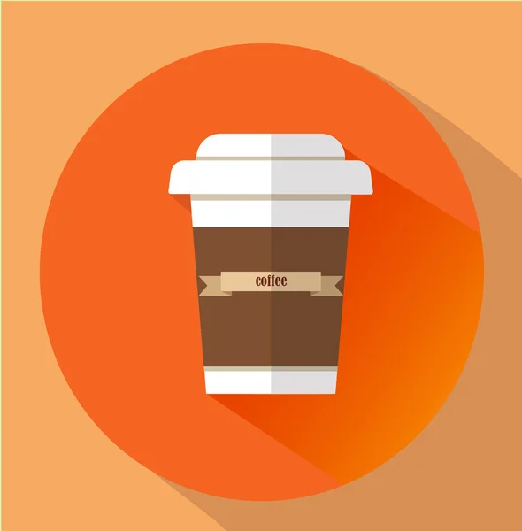 Düz stil ikonu uzun gölge ile. kahve. Yiyecek konsepti