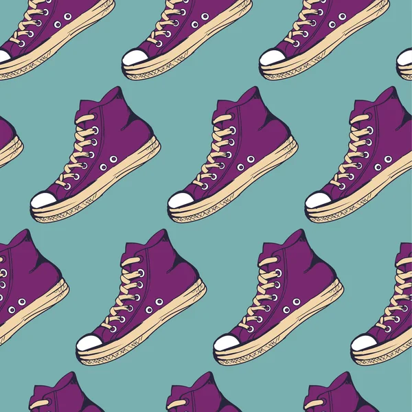Vektör çizim el çizilmiş kroki mor spor ayakkabı desen tasarımı için