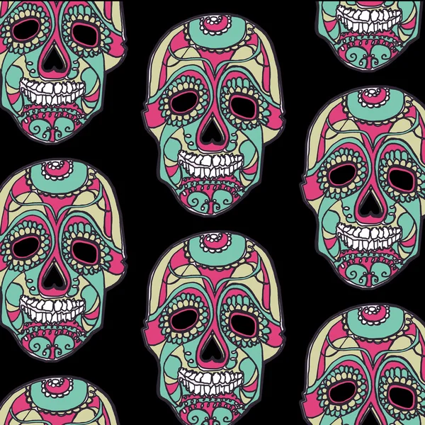 Renk kafatasları ve siyah arka plan ile Seamless Modeli