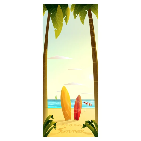 Ηλιόλουστο καλοκαίρι παραλία — Διανυσματικό Αρχείο