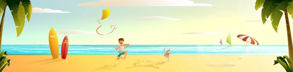 Panorama güneşli yaz plaj