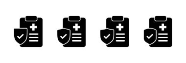 Tıbbi sigorta ikonu vektör çizimi. Sağlık sigortası ve sembol