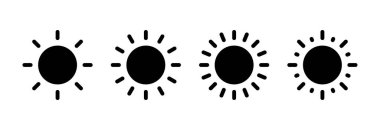 Güneş ikonu vektör illüstrasyonu. Parlaklık işareti ve sembol.