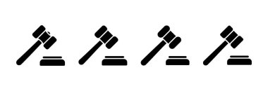 Gavel ikon vektör çizimi. Yargıç tokmak işareti ve sembol. Kanun simgesi. Açık arttırma çekici