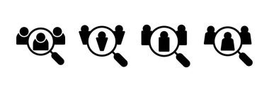 Simge vektör illüstrasyonu işe alınıyor. Arama işi boşluk işareti ve sembol. İnsan kaynakları konsepti. İşe alım.