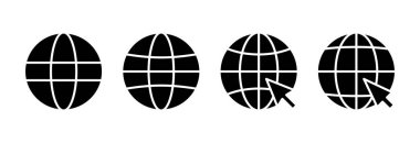 Web simgesi vektör illüstrasyonu. Web tabelalarına ve sembollere git. Web tıklama simgesi. Genel arama simgesi