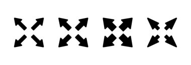 Tam Ekran Simgesi vektör illüstrasyonu. Tam ekran işareti ve simgeye genişlet. Oklar sembolü