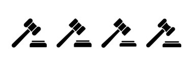 Gavel ikon vektör çizimi. Yargıç tokmak işareti ve sembol. Kanun simgesi. Açık arttırma çekici