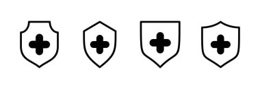 Sağlık sigortası ikonu vektör illüstrasyonu. Sigorta belgesi imzası ve sembolü