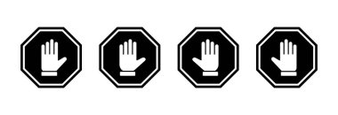 Simge vektör illüstrasyonunu durdur. Dur tabelası. Dur işareti ve sembol. Kırmızı tabelayı elle girmeyin